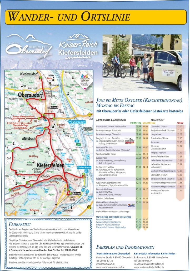 Wander- und Ortslinie Kiefersfelden Oberaudorf Fahrplan